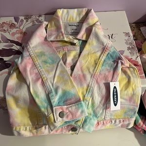 NWT Old Navy pastel tie-dye denim jacket 18-24 months